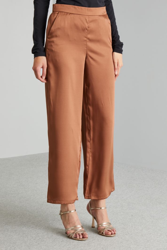 Pantaloni ampi in twill - MARRONE - Fashion Market - 2