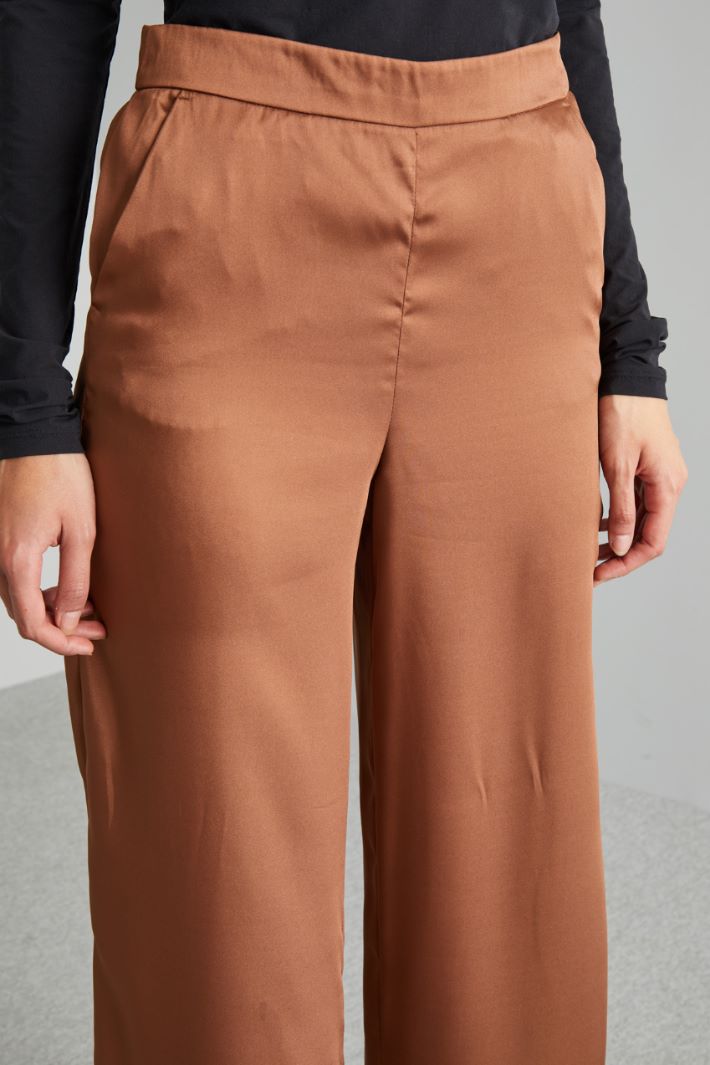 Pantaloni ampi in twill - MARRONE - Fashion Market - 3
