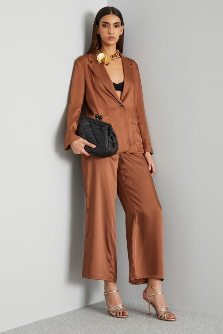 Pantaloni ampi in twill - MARRONE - Fashion Market