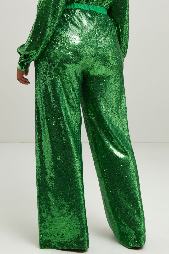 Pantaloni con paillettes - VERDE ACCESO - Fashion Market - 4