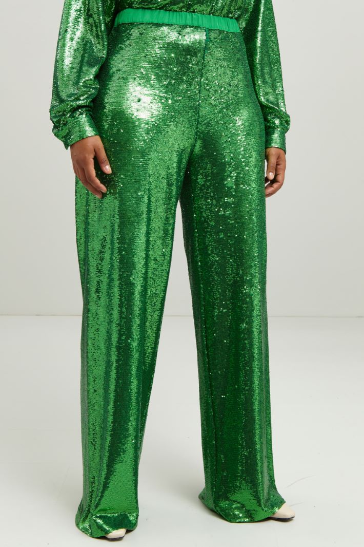 Pantaloni con paillettes - VERDE ACCESO - Fashion Market - 2