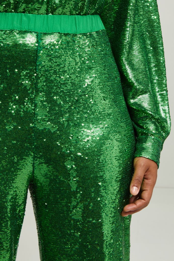 Pantaloni con paillettes - VERDE ACCESO - Fashion Market - 3
