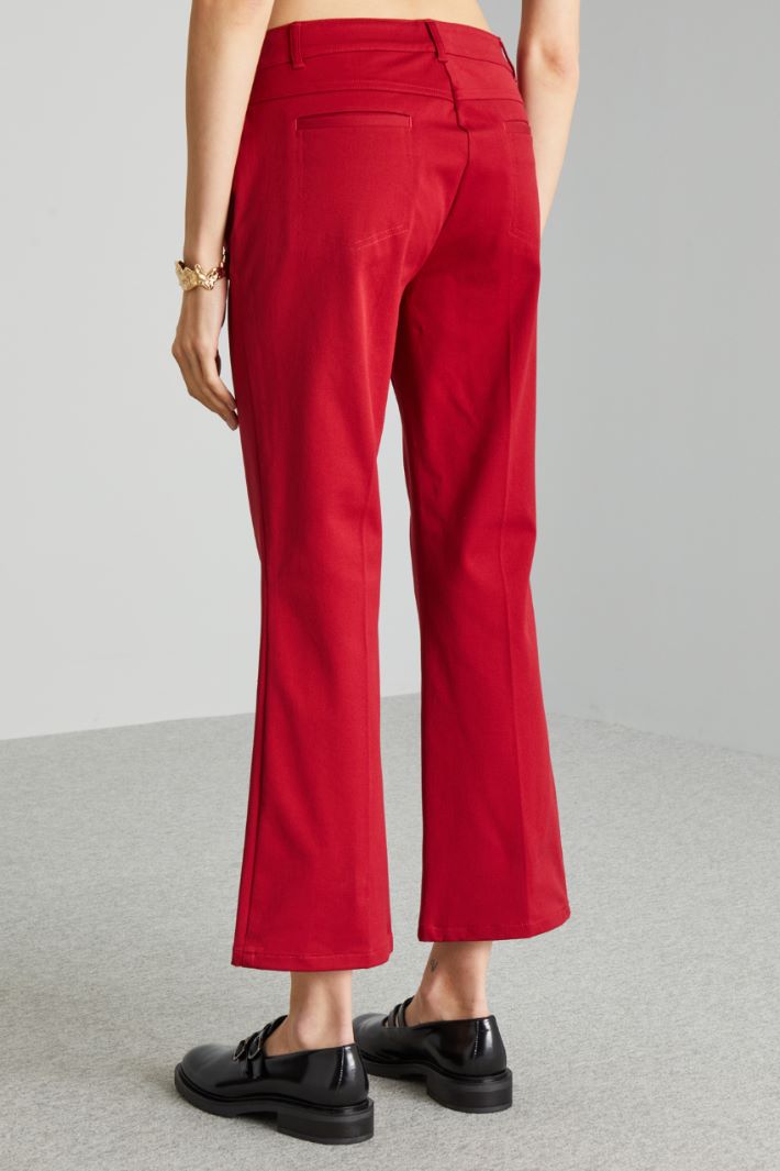 Pantaloni flare in cotone - ROSSO - Fashion Market - 4