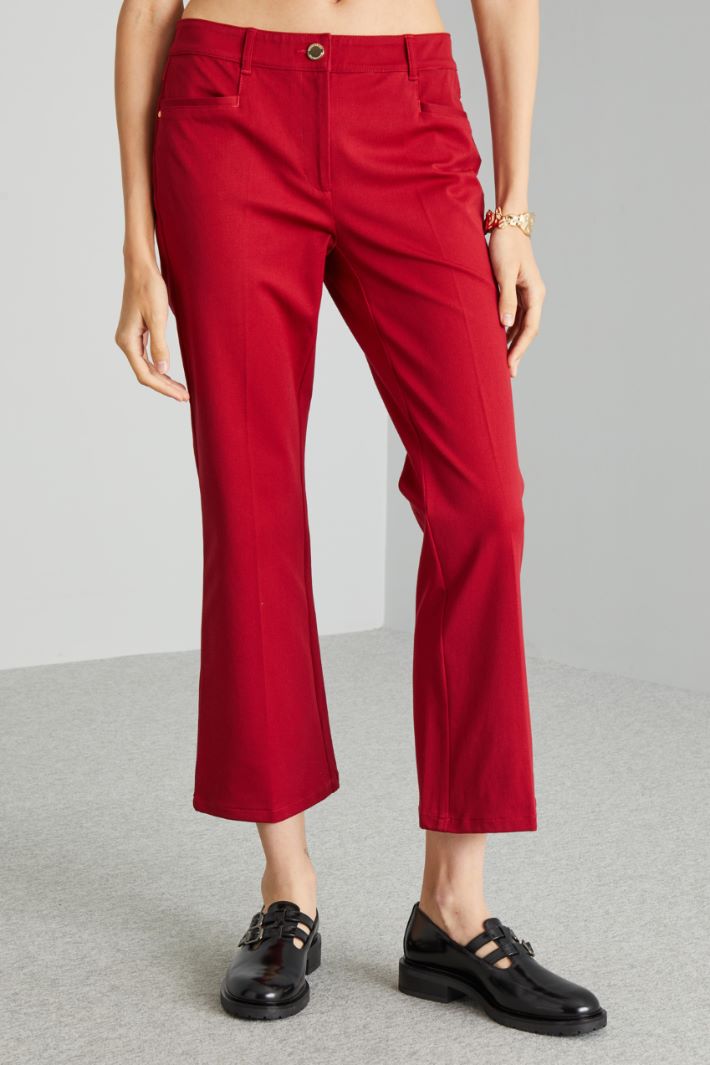 Pantaloni flare in cotone - ROSSO - Fashion Market - 2