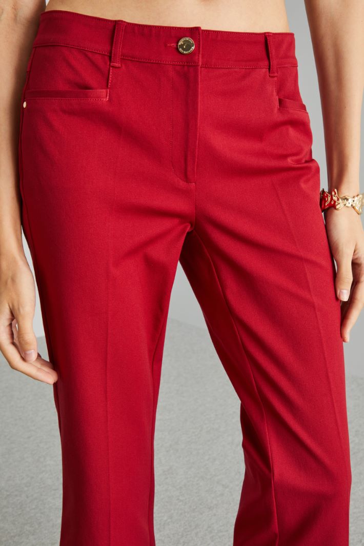Pantaloni flare in cotone - ROSSO - Fashion Market - 3