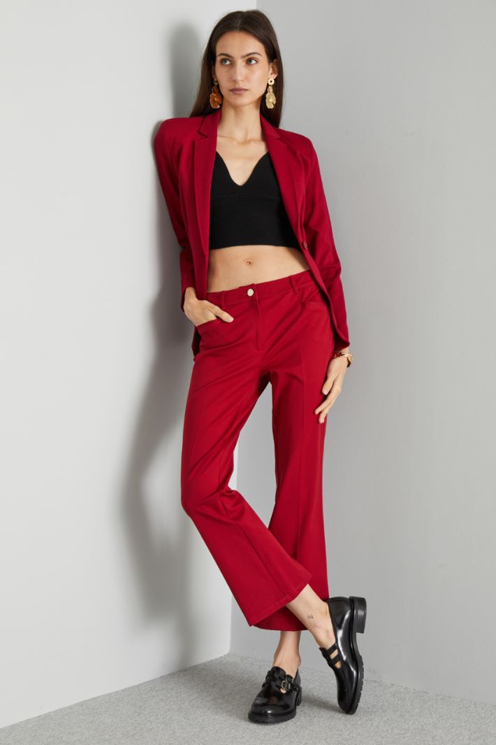 Pantaloni flare in cotone - ROSSO - Fashion Market