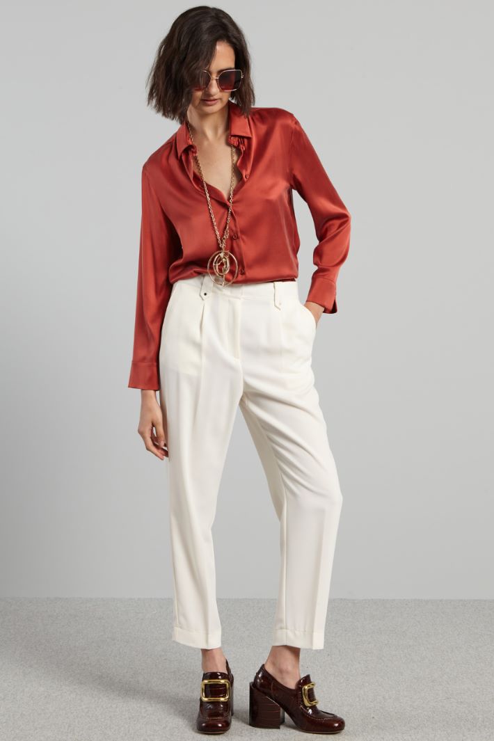 Pantaloni carrot in tricotina - LATTE - Fashion Market