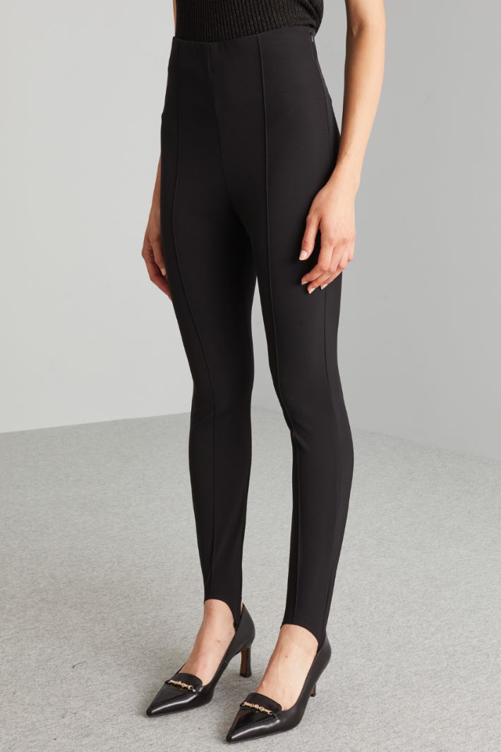 Pantaloni slim con ghette - NERO - Fashion Market - 2