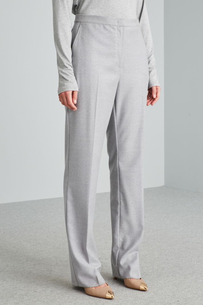 Pantaloni dritti in flanella - GRIGIO CHIARO - Fashion Market - 2