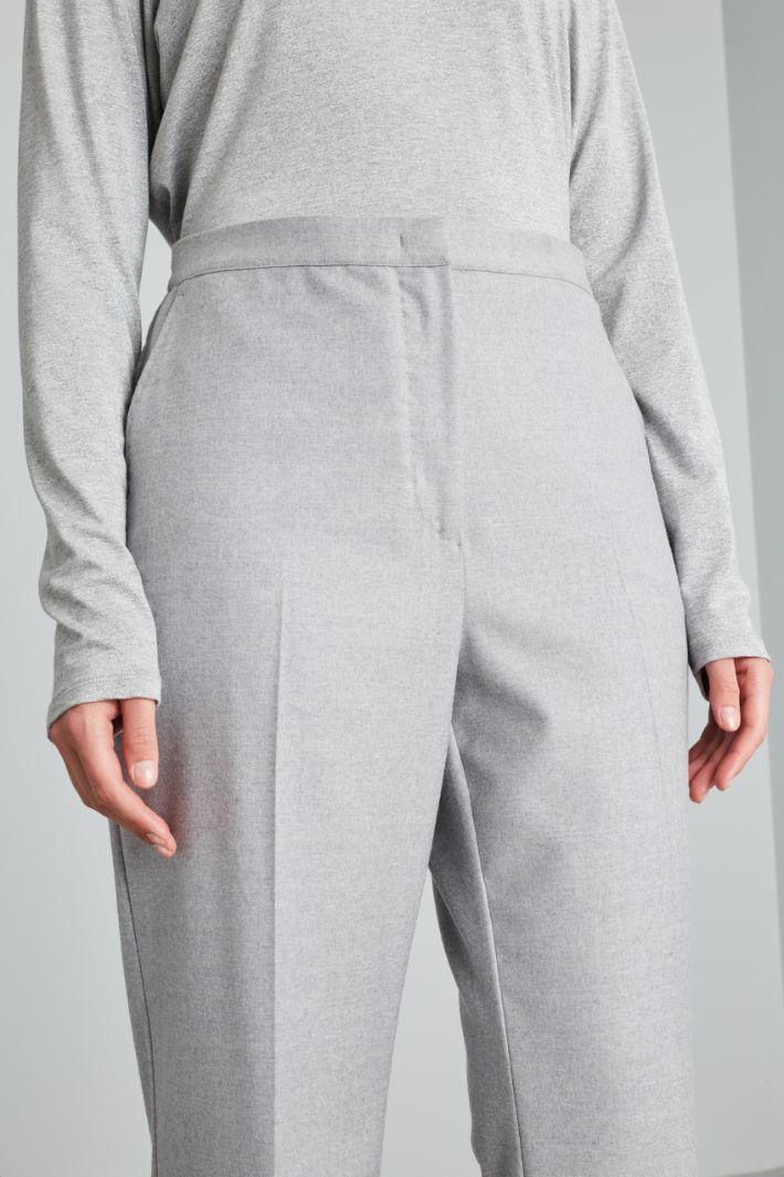 Pantaloni dritti in flanella - GRIGIO CHIARO - Fashion Market - 3