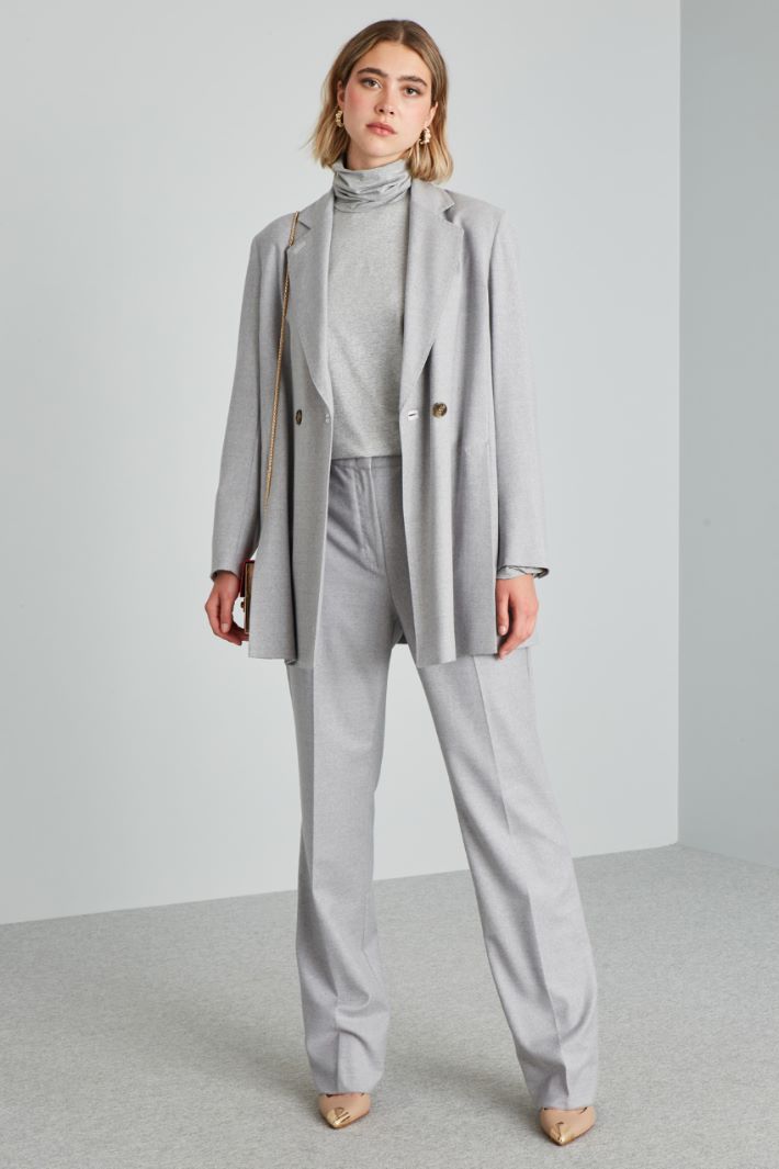 Pantaloni dritti in flanella - GRIGIO CHIARO - Fashion Market