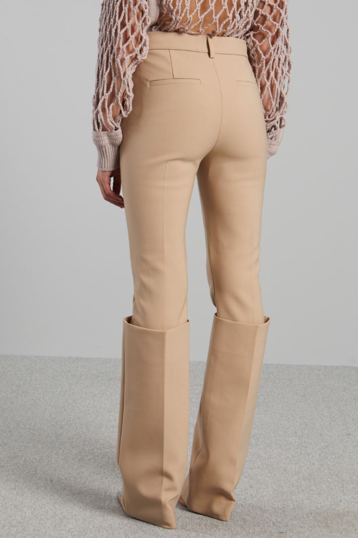 Pantalone slim con risvolto alto - SABBIA - Fashion Market - 4