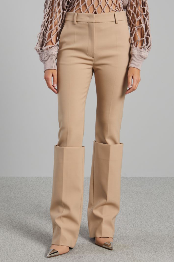 Pantalone slim con risvolto alto - SABBIA - Fashion Market - 2