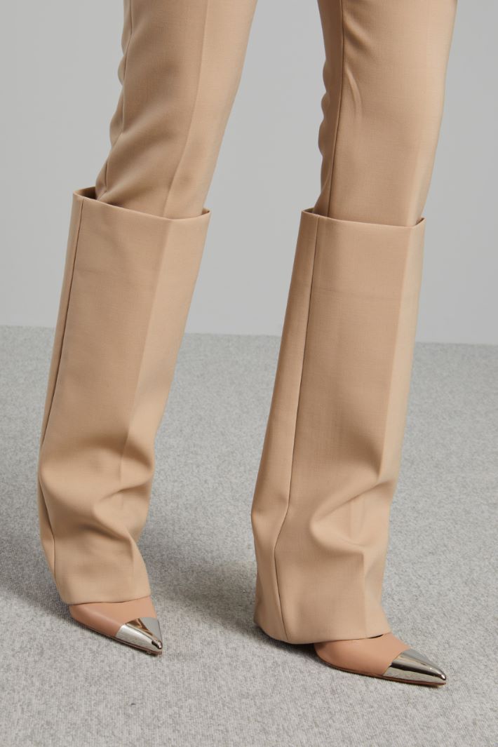Pantalone slim con risvolto alto - SABBIA - Fashion Market - 3