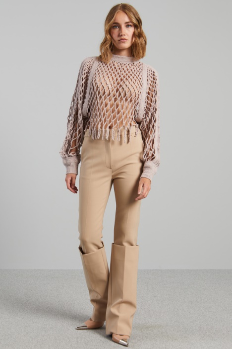 Pantalone slim con risvolto alto - Fashion Market