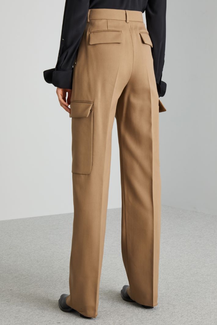Pantalone cargo in cotone e viscosa - TORTORA - Fashion Market - 4