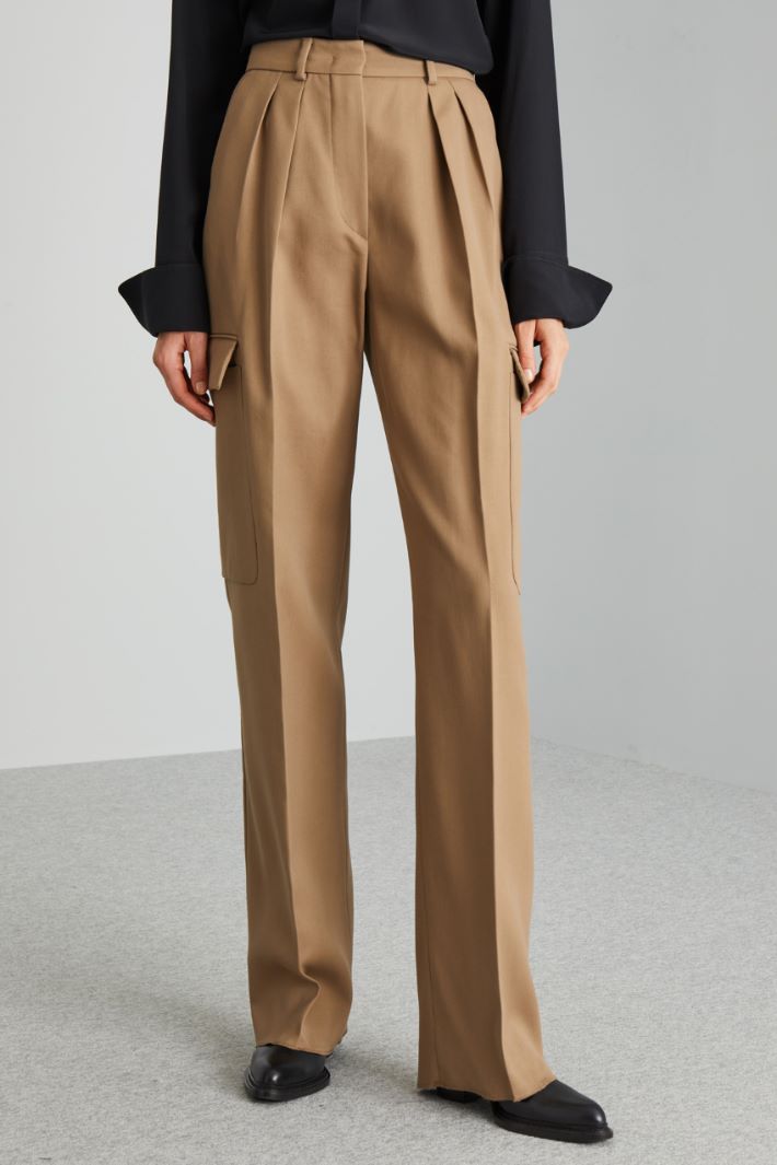 Pantalone cargo in cotone e viscosa - TORTORA - Fashion Market - 2