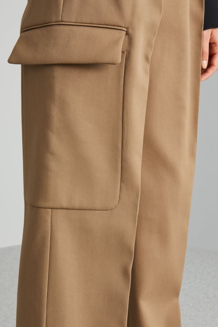 Pantalone cargo in cotone e viscosa - TORTORA - Fashion Market - 3
