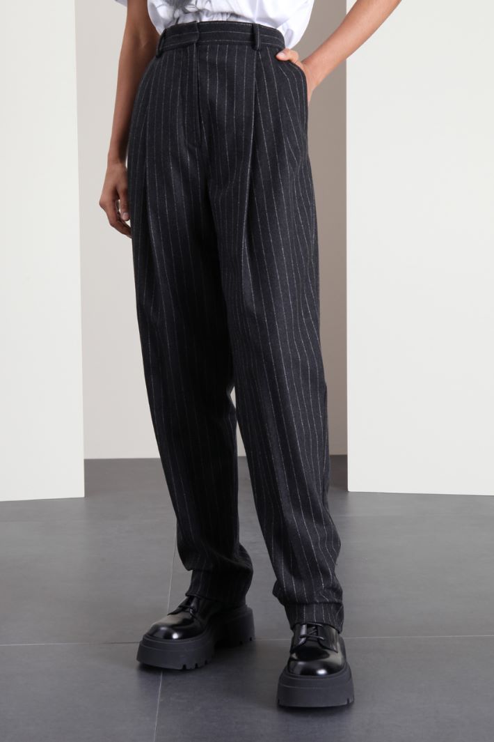 Pantaloni gessati in flanella - ANTRACITE - Fashion Market - 4