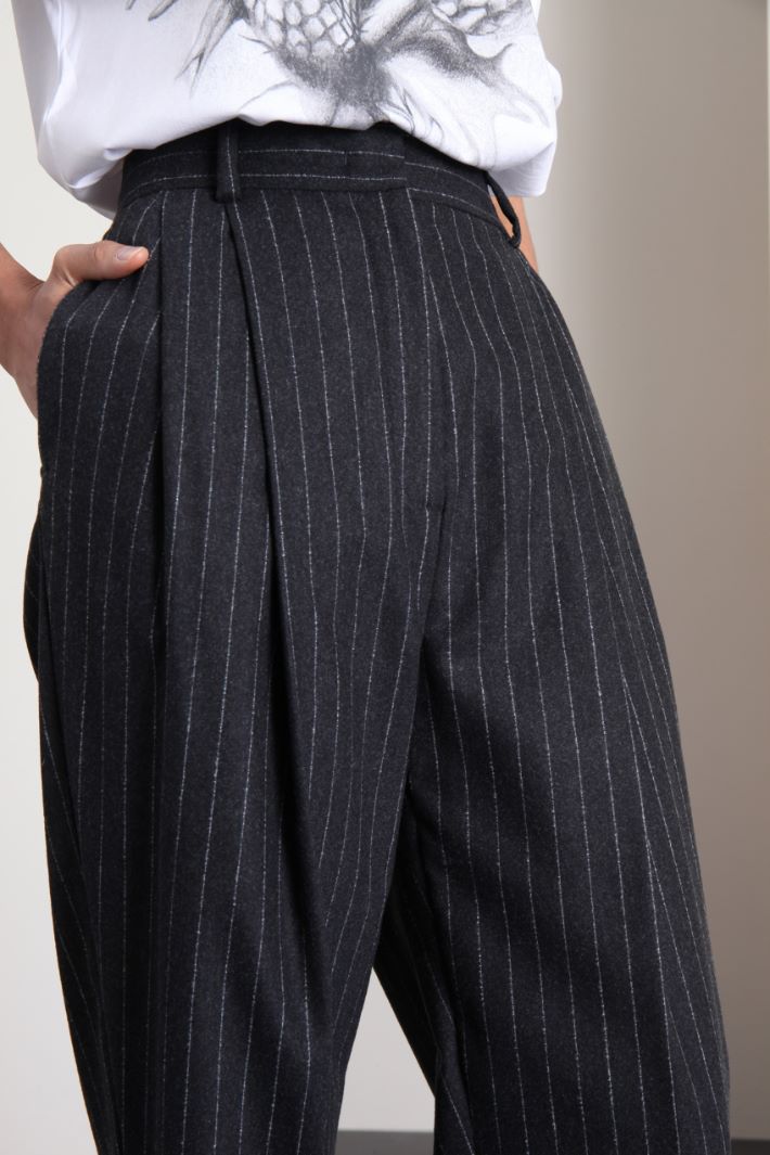 Pantaloni gessati in flanella - ANTRACITE - Fashion Market - 2