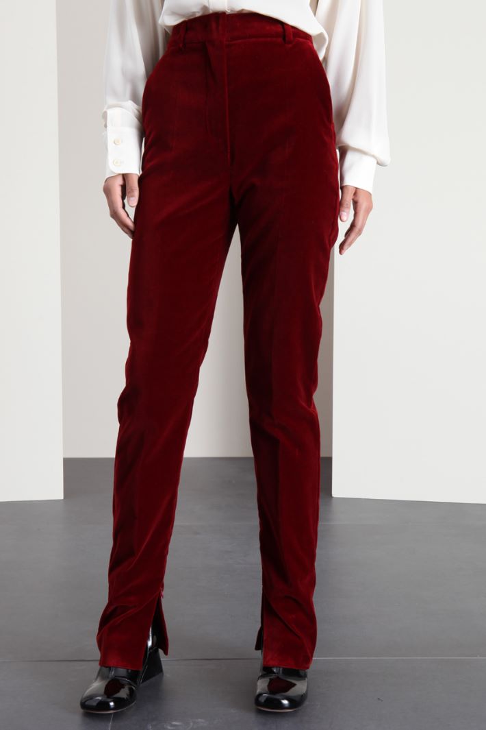 Pantaloni slim in velluto - BORDEAUX - Fashion Market - 4