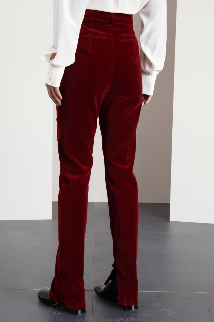 Pantaloni slim in velluto - BORDEAUX - Fashion Market - 2