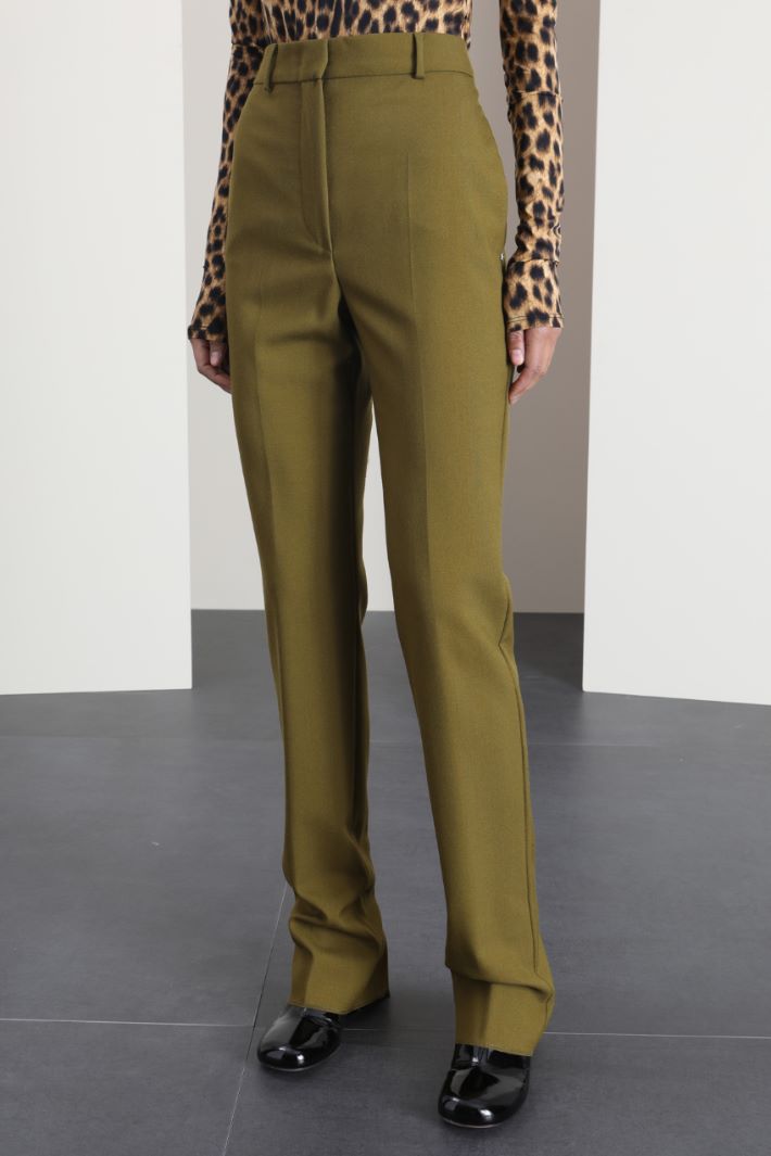 Pantaloni in fresco lana - VERDE OLIVA - Fashion Market - 4