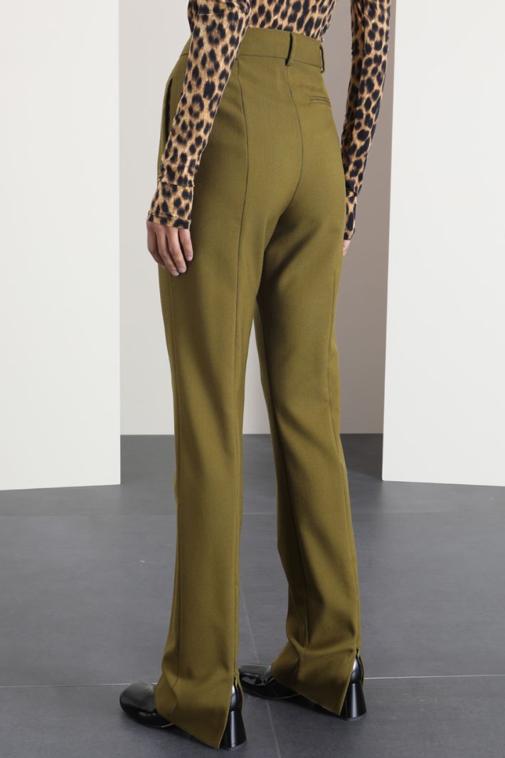 Pantaloni in fresco lana - VERDE OLIVA - Fashion Market - 2