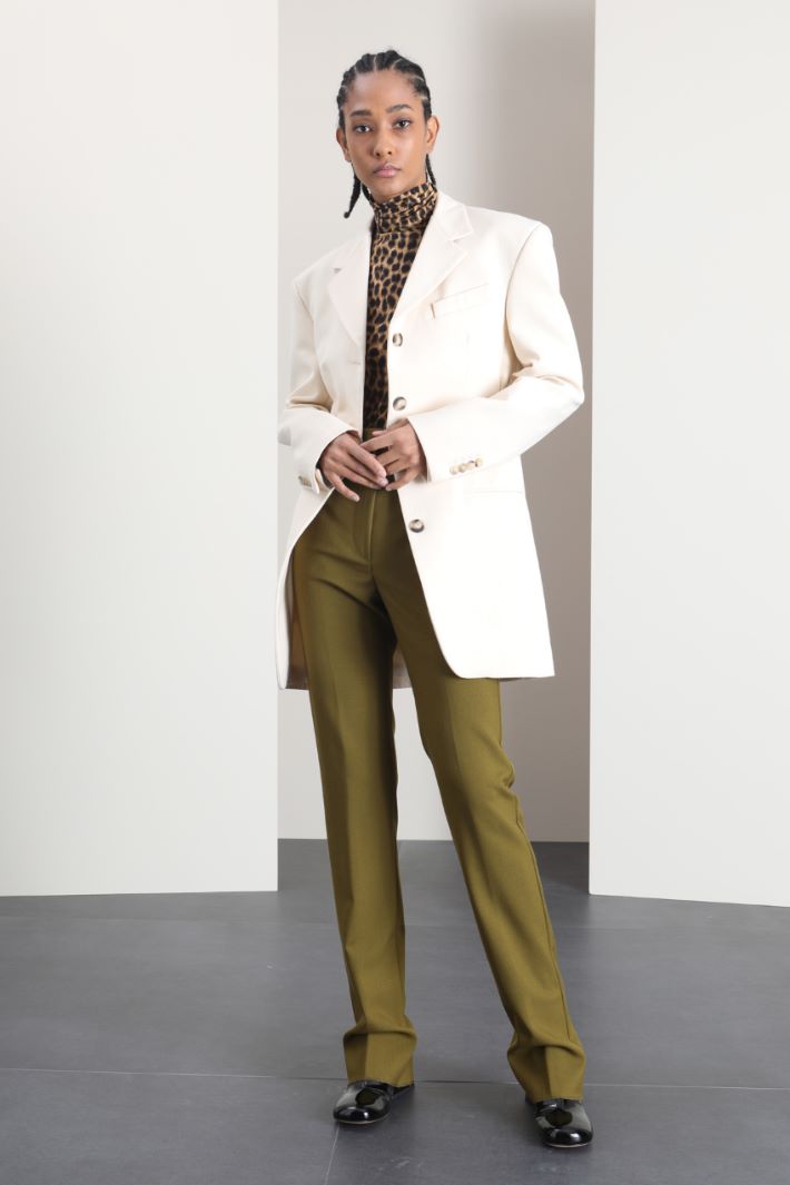 Pantaloni in fresco lana - VERDE OLIVA - Fashion Market