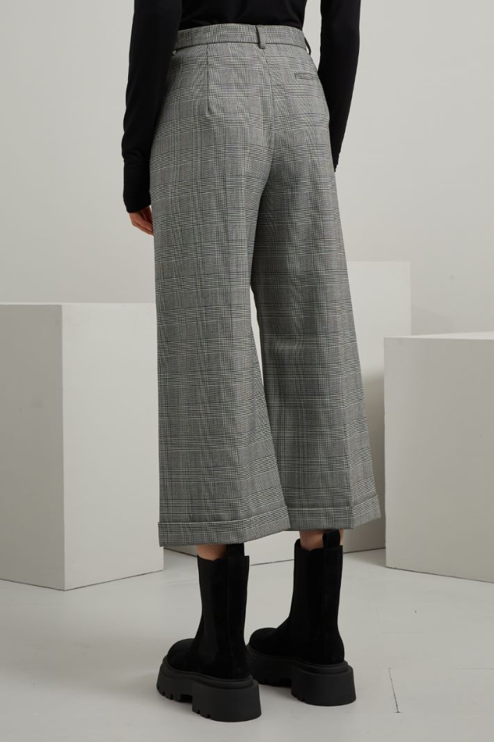Pantaloni in batavia di lana - NERO BIANCO - Fashion Market - 4