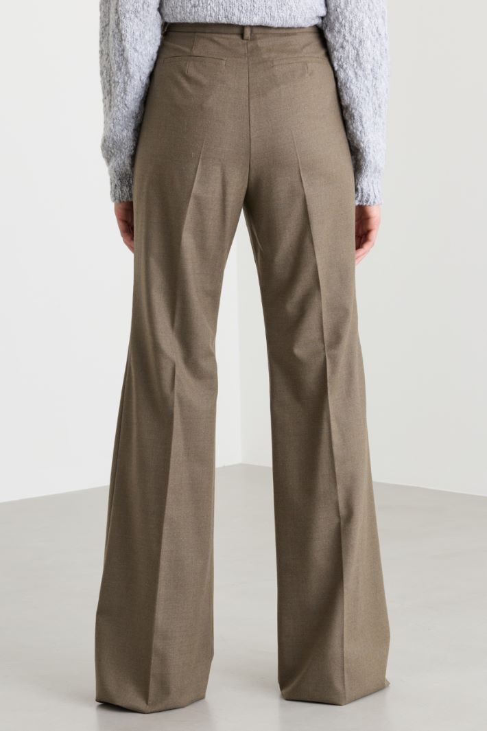 Pantaloni a palazzo in lana - VERDE - Fashion Market - 4