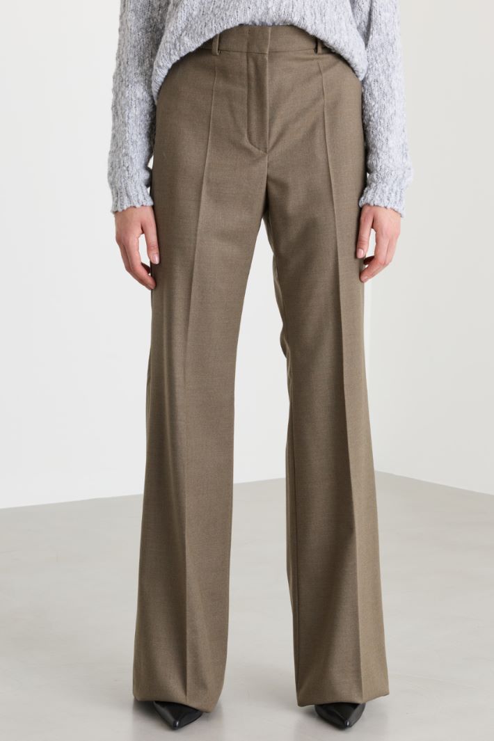 Pantaloni a palazzo in lana - VERDE - Fashion Market - 2