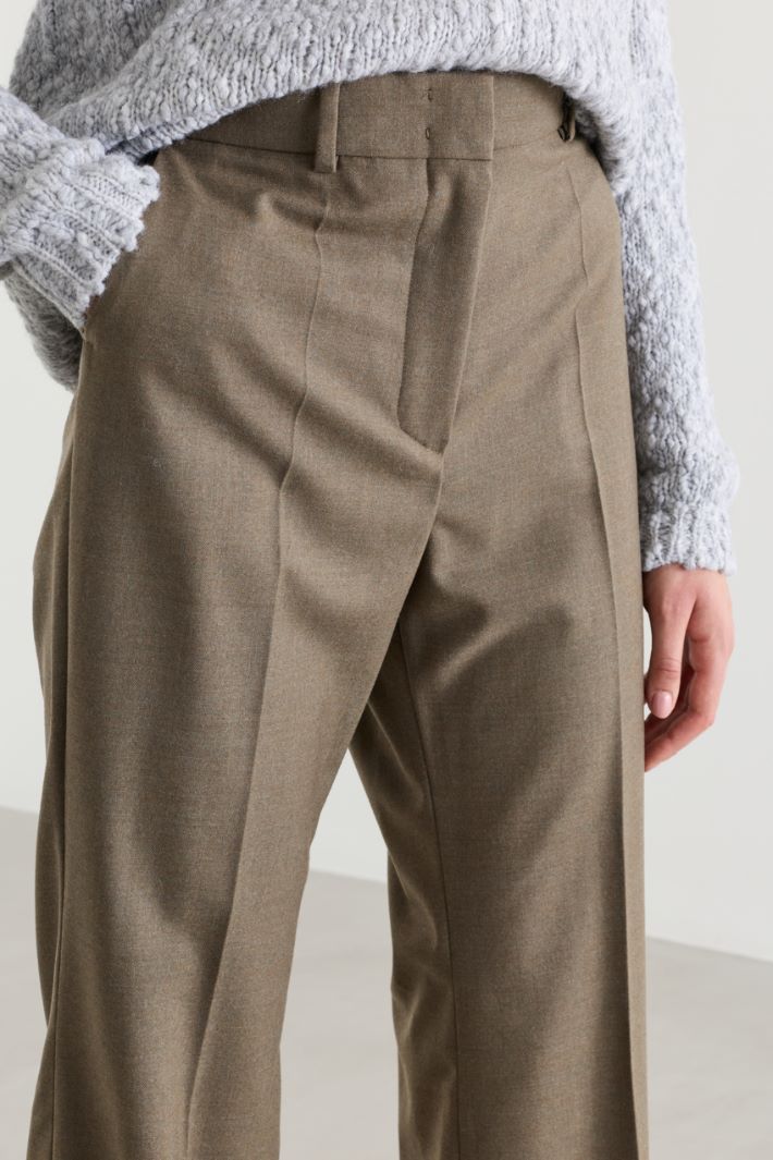 Pantaloni a palazzo in lana - VERDE - Fashion Market - 3