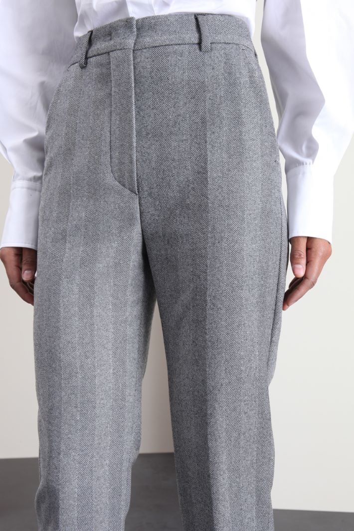 Pantaloni in lana con spacchi - NERO BIANCO - Fashion Market - 2