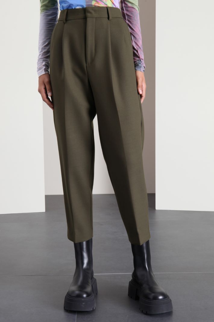Pantaloni baggy in lana - VERDE KAKI - Fashion Market - 4