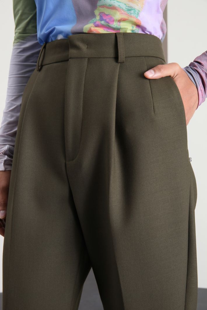 Pantaloni baggy in lana - VERDE KAKI - Fashion Market - 3