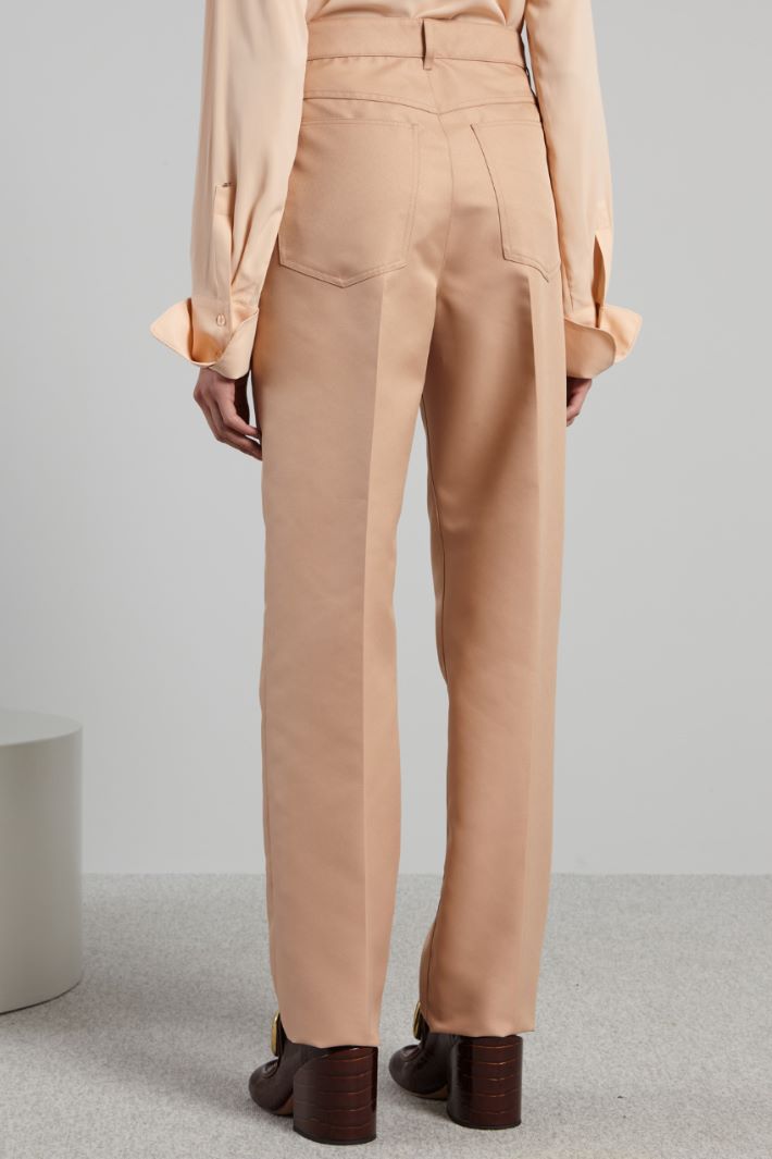Pantalone a vita alta - BEIGE - Fashion Market - 4