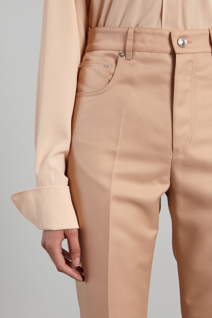 Pantalone a vita alta - BEIGE - Fashion Market - 3