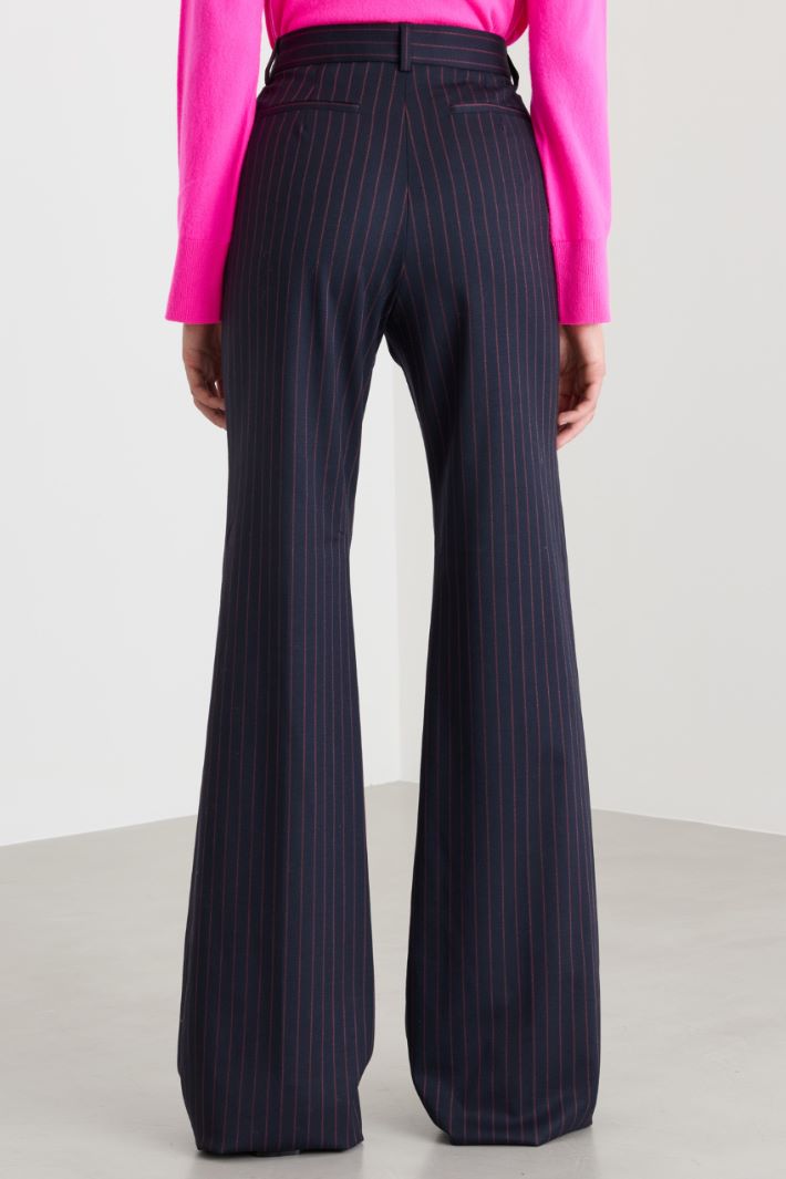 Pantaloni a palazzo in tela - BLU - Fashion Market - 4