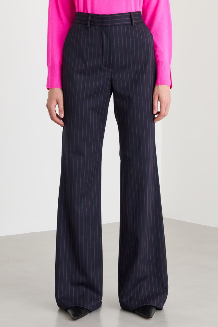 Pantaloni a palazzo in tela - BLU - Fashion Market - 2