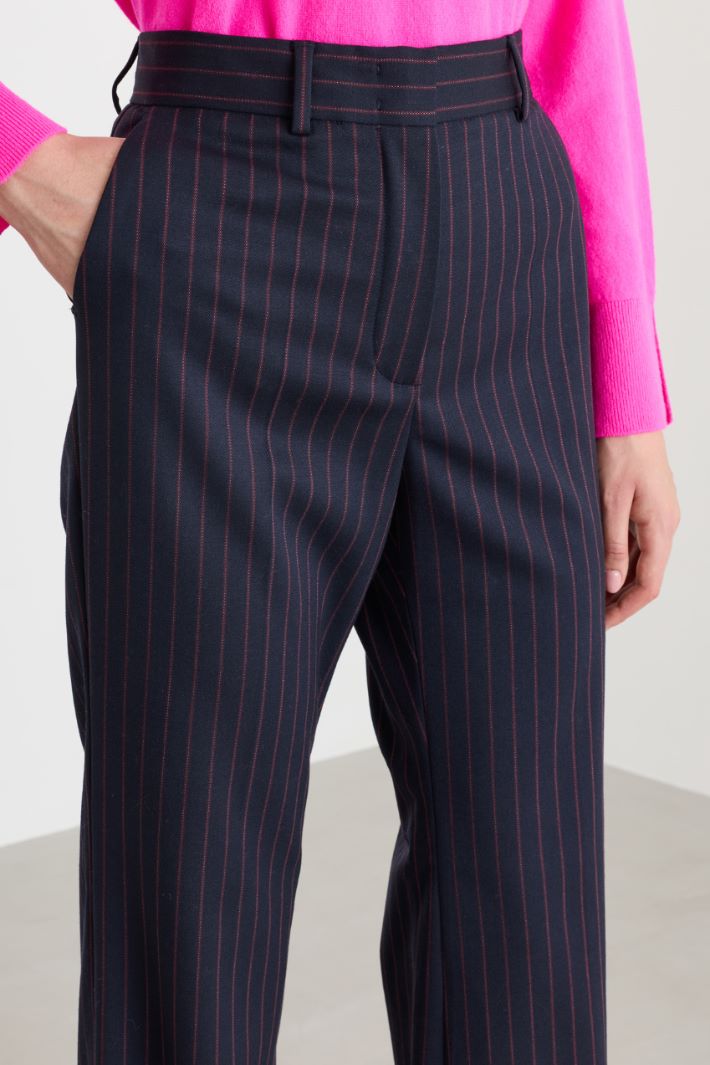 Pantaloni a palazzo in tela - BLU - Fashion Market - 3