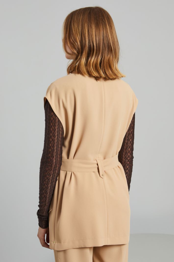 Gilet destrutturato con cintura - BISCOTTO - Fashion Market - 4