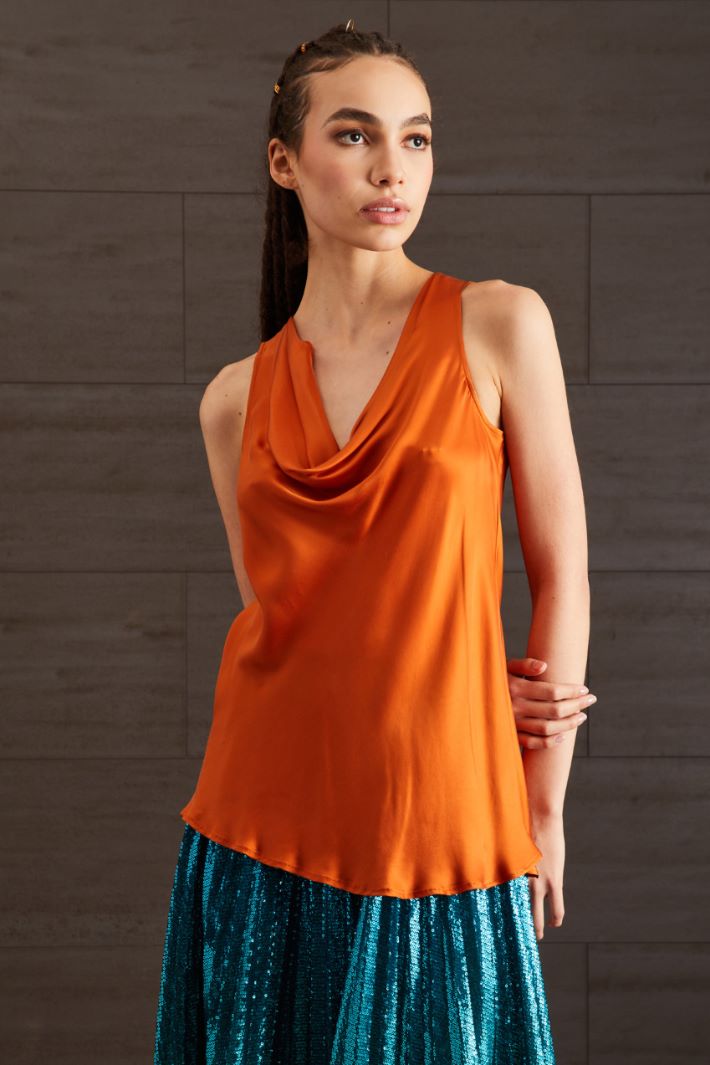 Top in raso - ARANCIONE - Fashion Market - 2