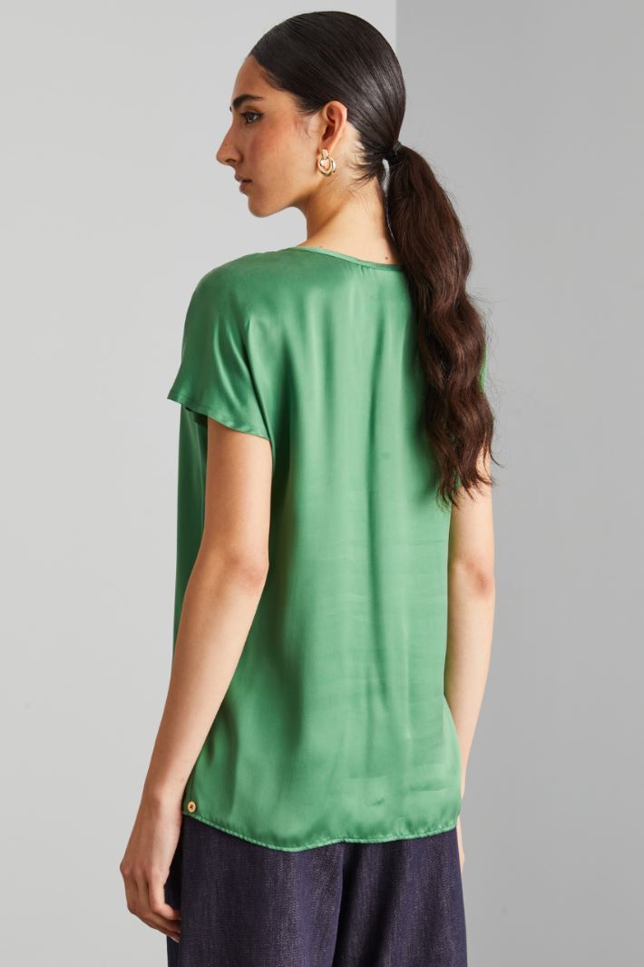 Top in raso di fibra naturale - VERDE - Fashion Market - 4