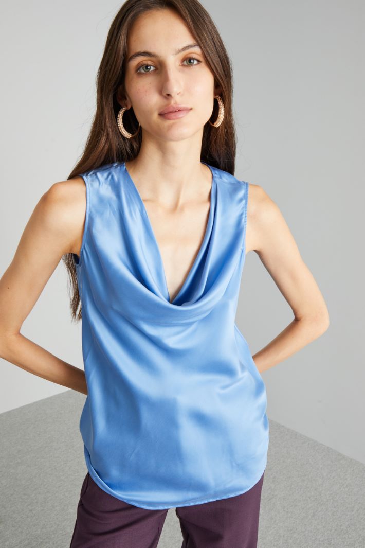 Top con drappeggio - AZZURRO - Fashion Market - 2