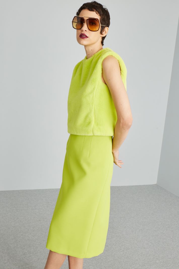 Top in tessuto effetto peluche - VERDE LIME - Fashion Market - 2