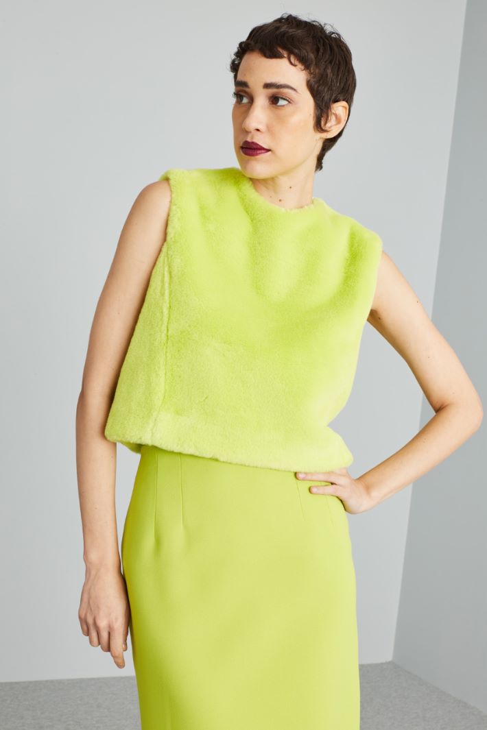 Top in tessuto effetto peluche - VERDE LIME - Fashion Market - 3