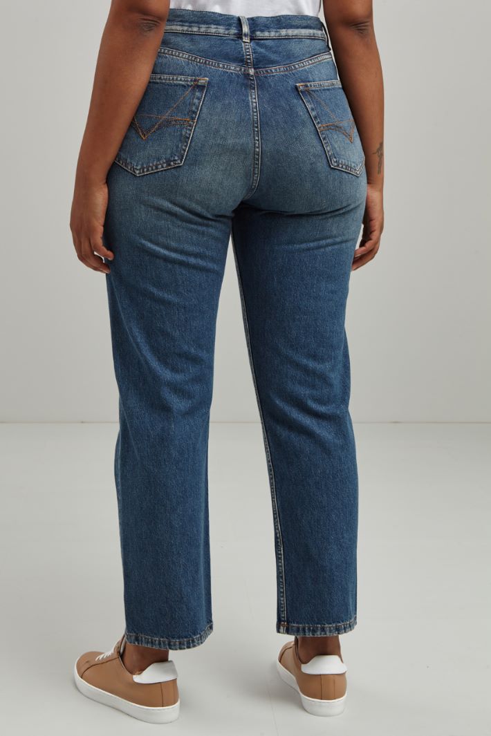 Jeans dritti in denim  - BLU DENIM - Fashion Market - 4