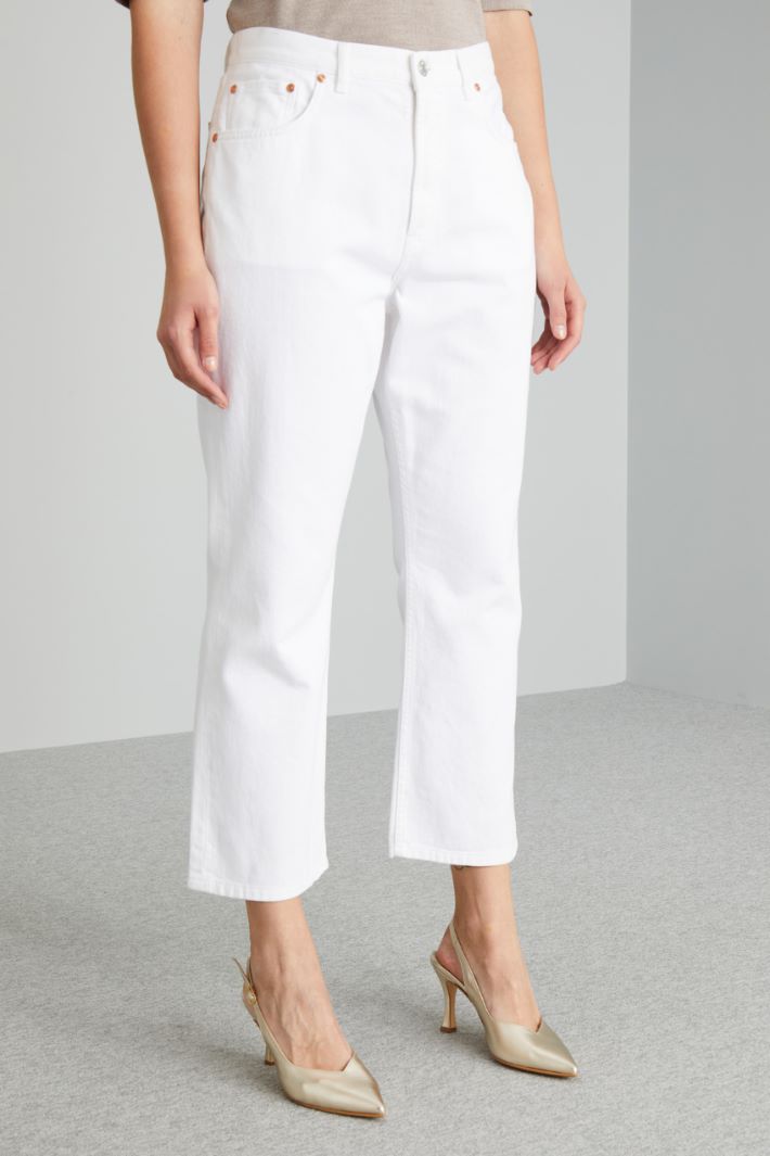 Jeans cropped in puro cotone - BIANCO - Fashion Market - 2