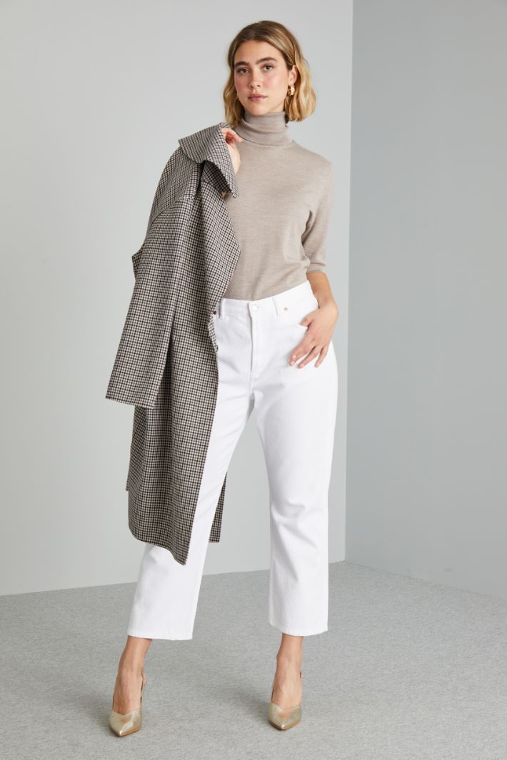 Jeans cropped in puro cotone - BIANCO - Fashion Market